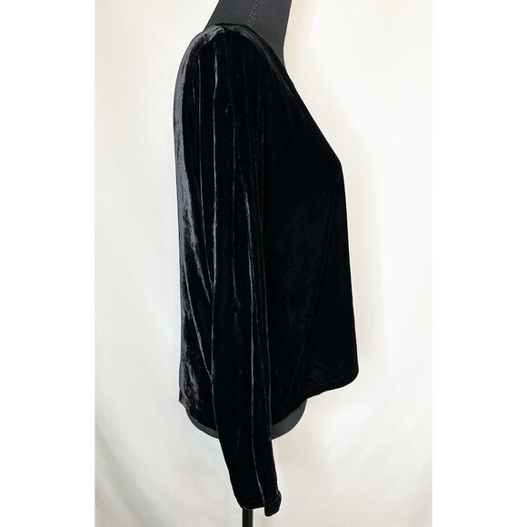 Eileen Fisher Long Dolman Sleeve Crop Black Velvet Silk Oversized Top Blouse XXS - Picture 4 of 8